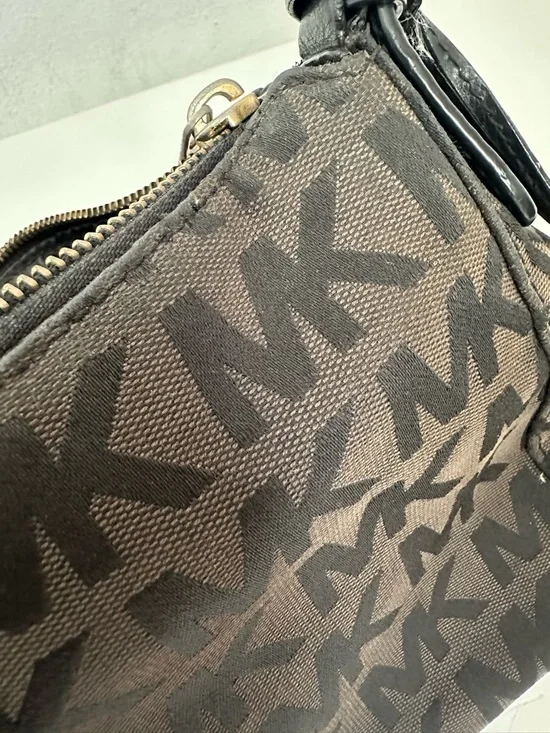 MICHAEL Michael Kors Brown/Black Signature Canvas Shoulder Bag MK Logo - Picture 7 of 8